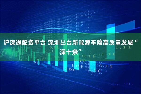沪深通配资平台 深圳出台新能源车险高质量发展“深十条”